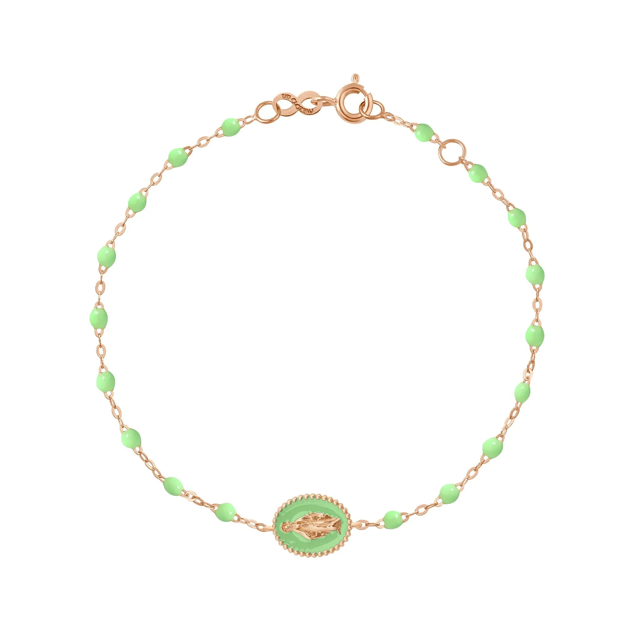 Madone resin charm Classic Gigi Anis bracelet, Rose Gold, 6.7"