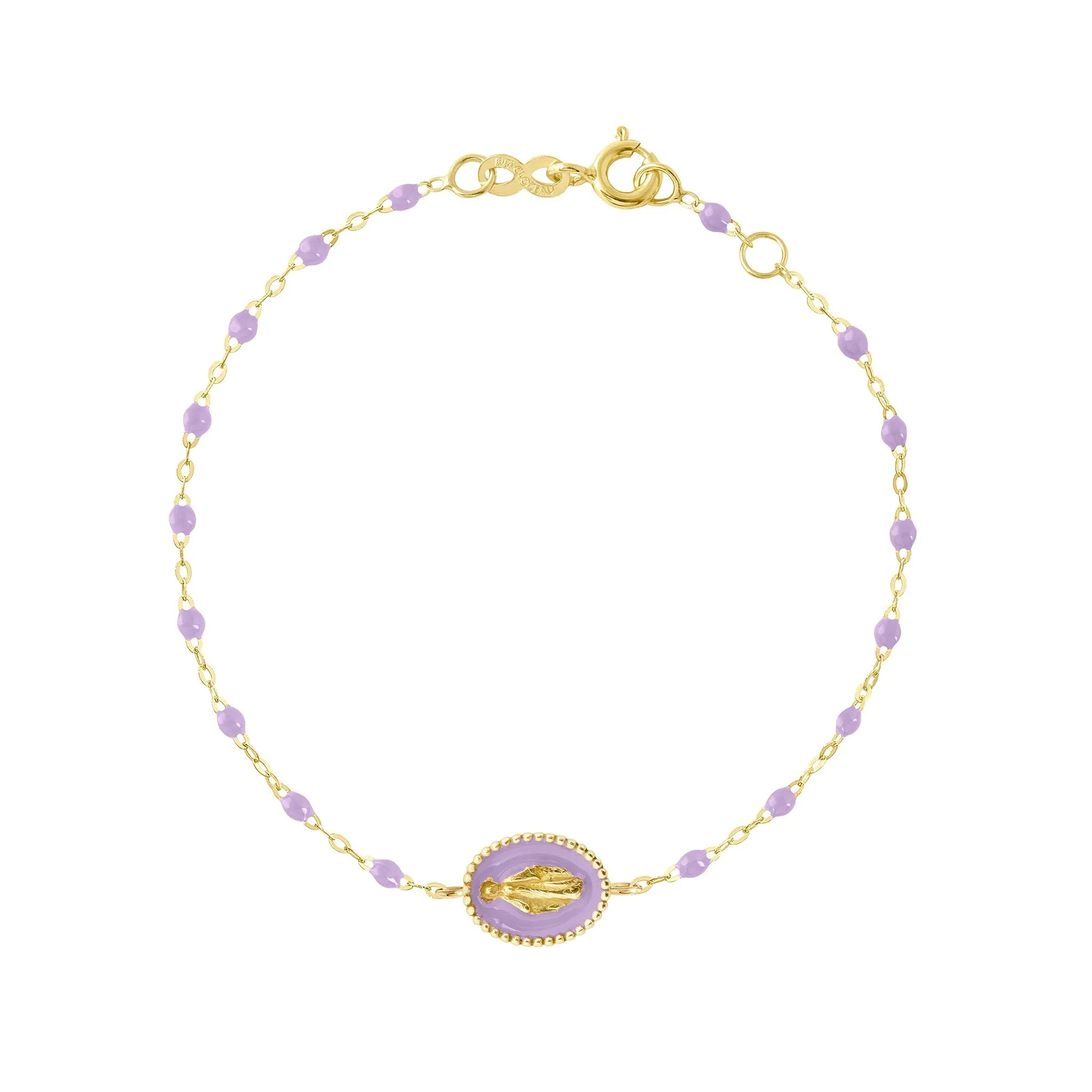 Madone resin charm Classic Gigi Lilac bracelet, Yellow Gold, 6.7"