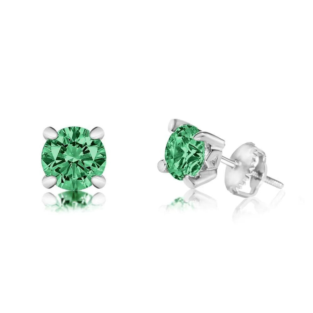 May Birthstone Crystal White Gold Palladium Girl's Stud Earrings