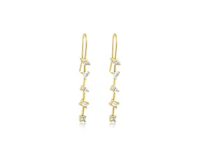 Mixed Five Diamond Drop Earrings