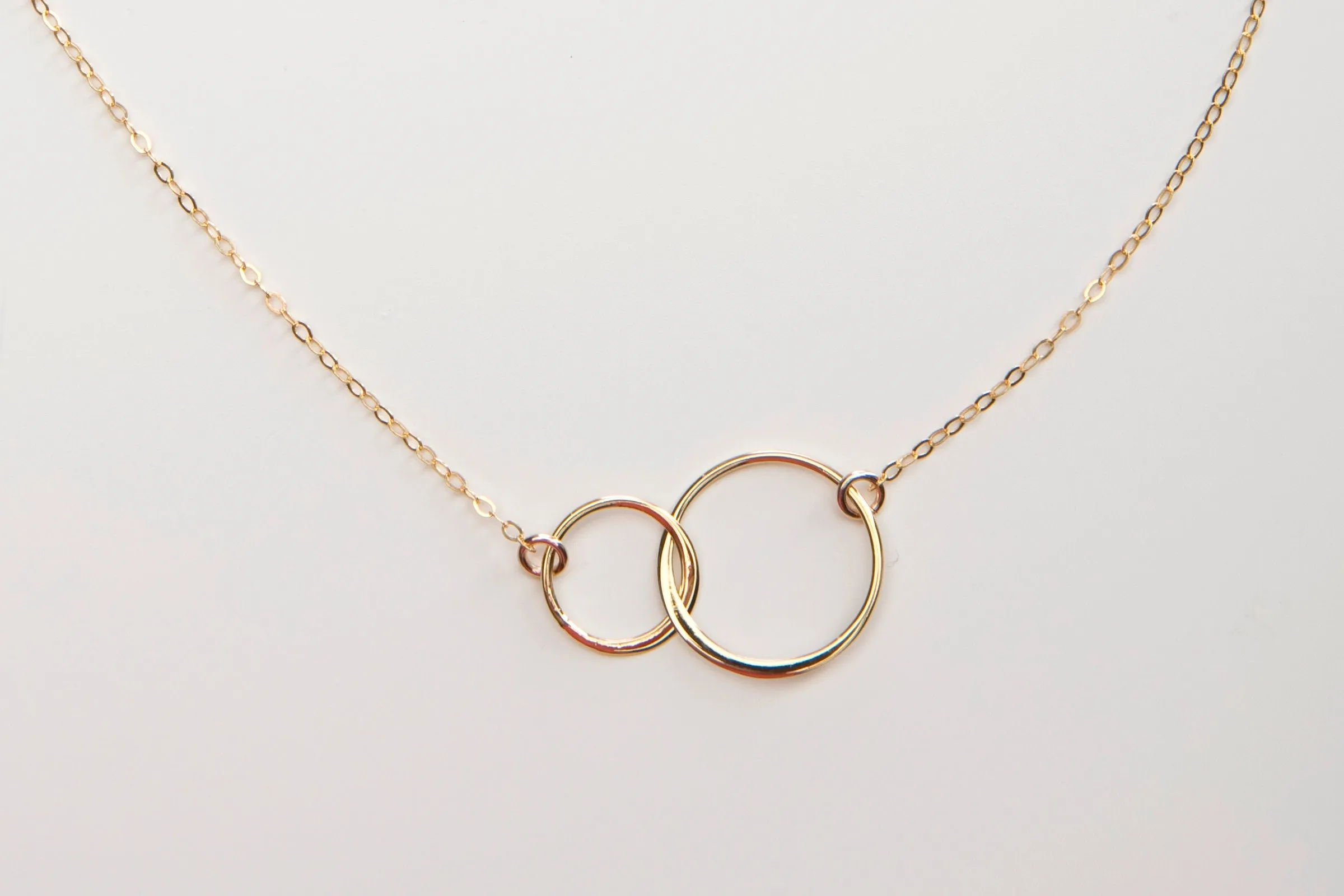 Modern Two Circle Link Necklace - Minimalist - CG427N. Starts at