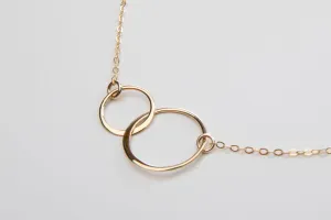 Modern Two Circle Link Necklace - Minimalist - CG427N. Starts at