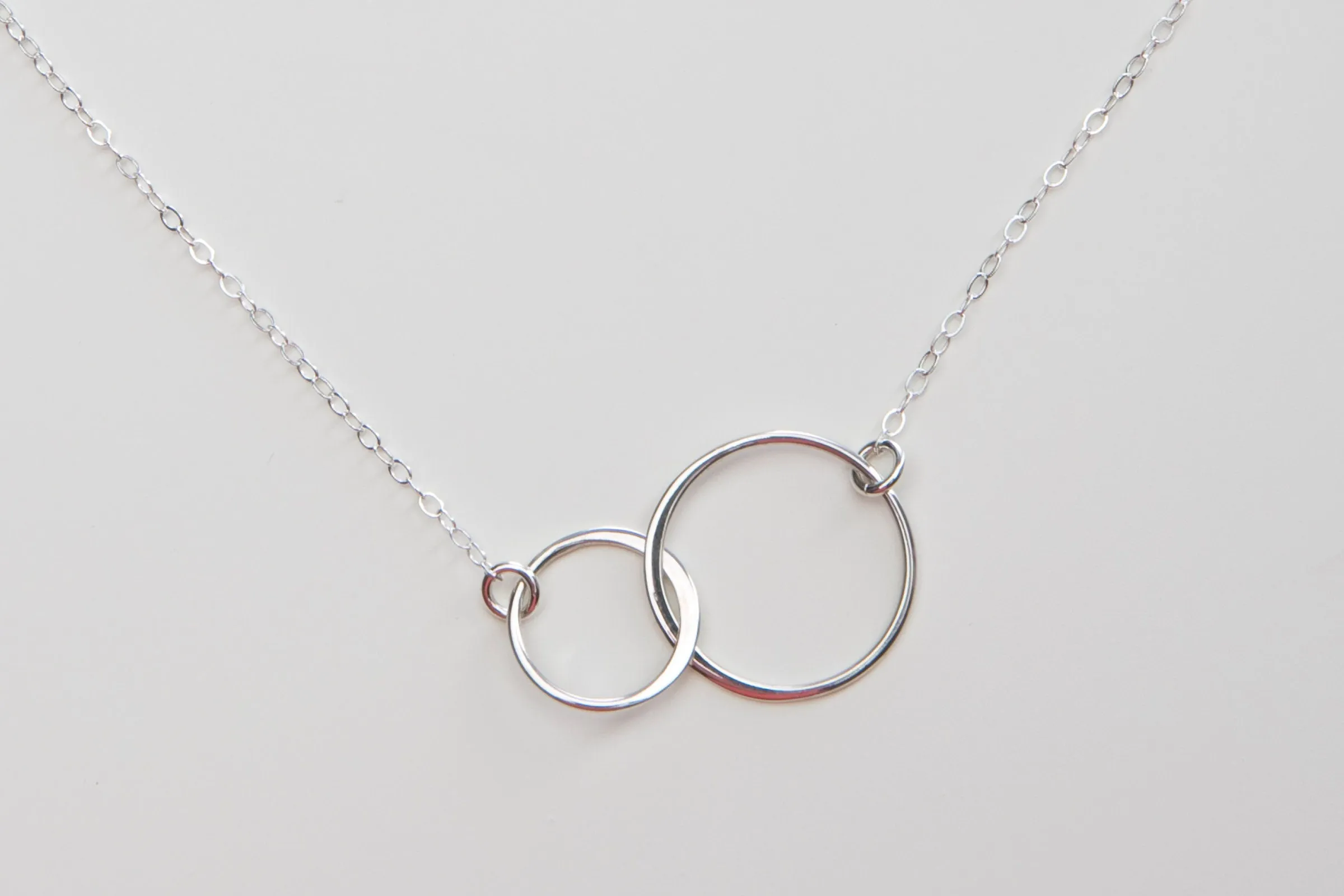 Modern Two Circle Link Necklace - Minimalist - CG427N. Starts at