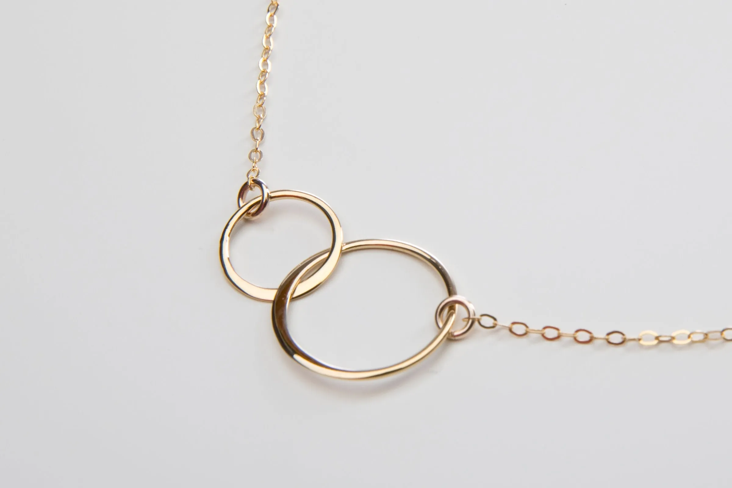 Modern Two Circle Link Necklace - Minimalist - CG427N. Starts at