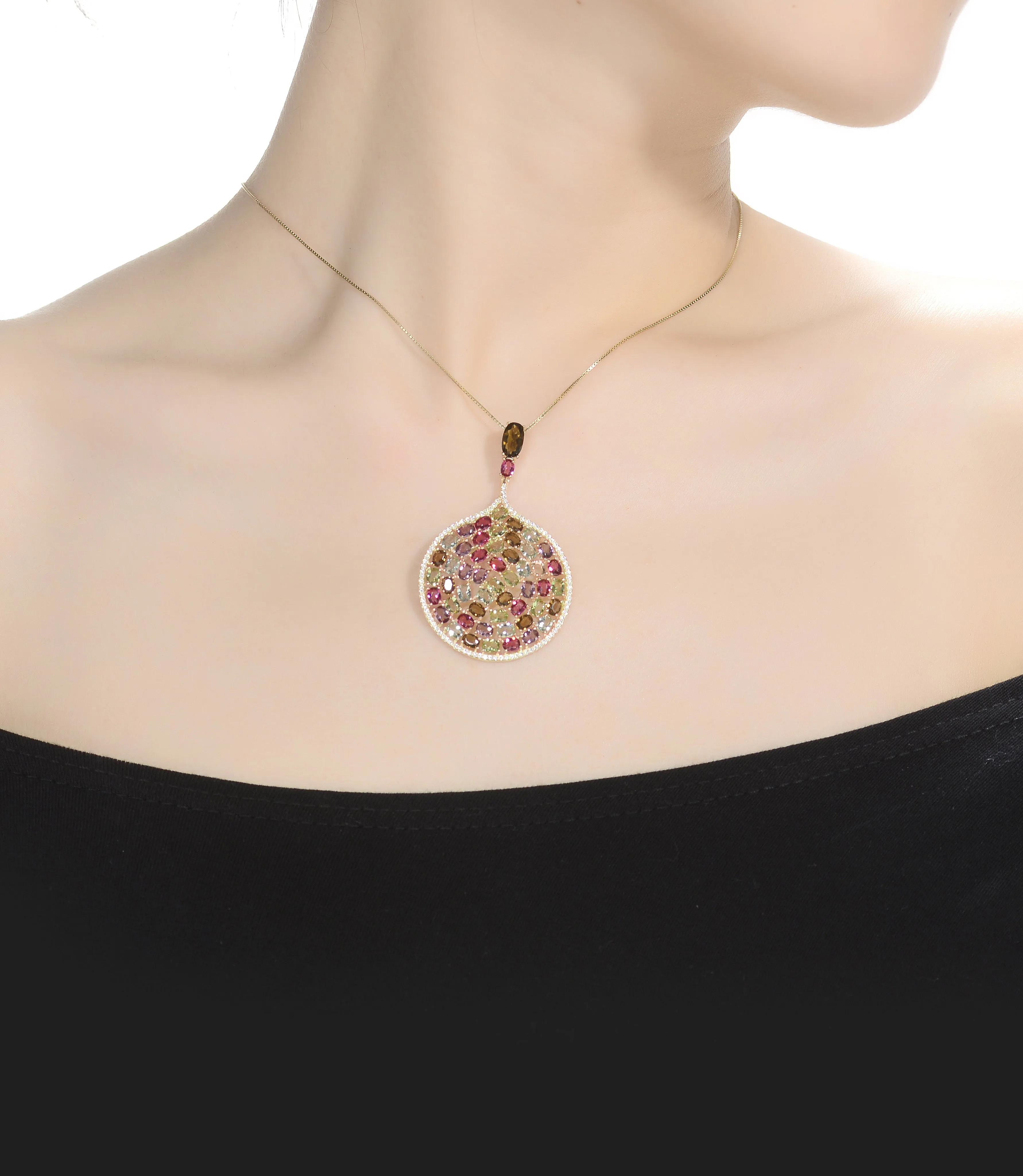 Monfort Multicolor Round Pendant Necklace