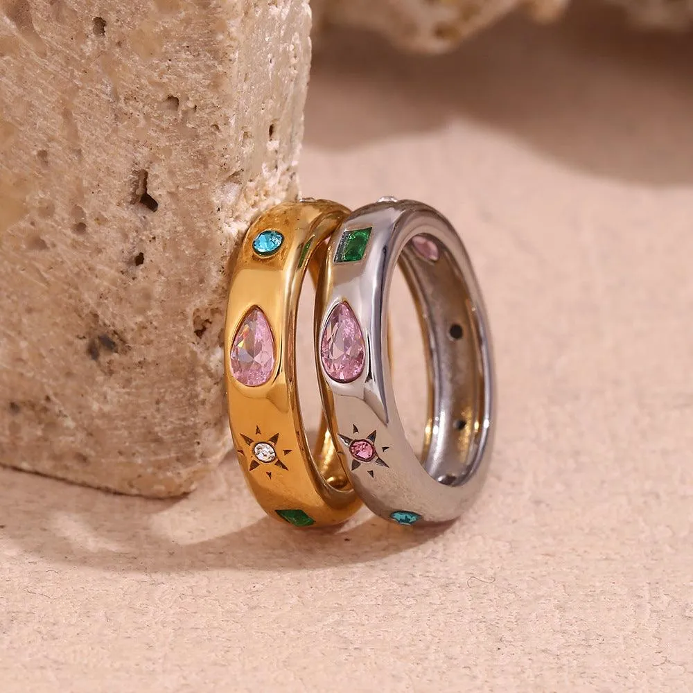 Multi-Coloured Gemstone Ring – Elegant Band for Women