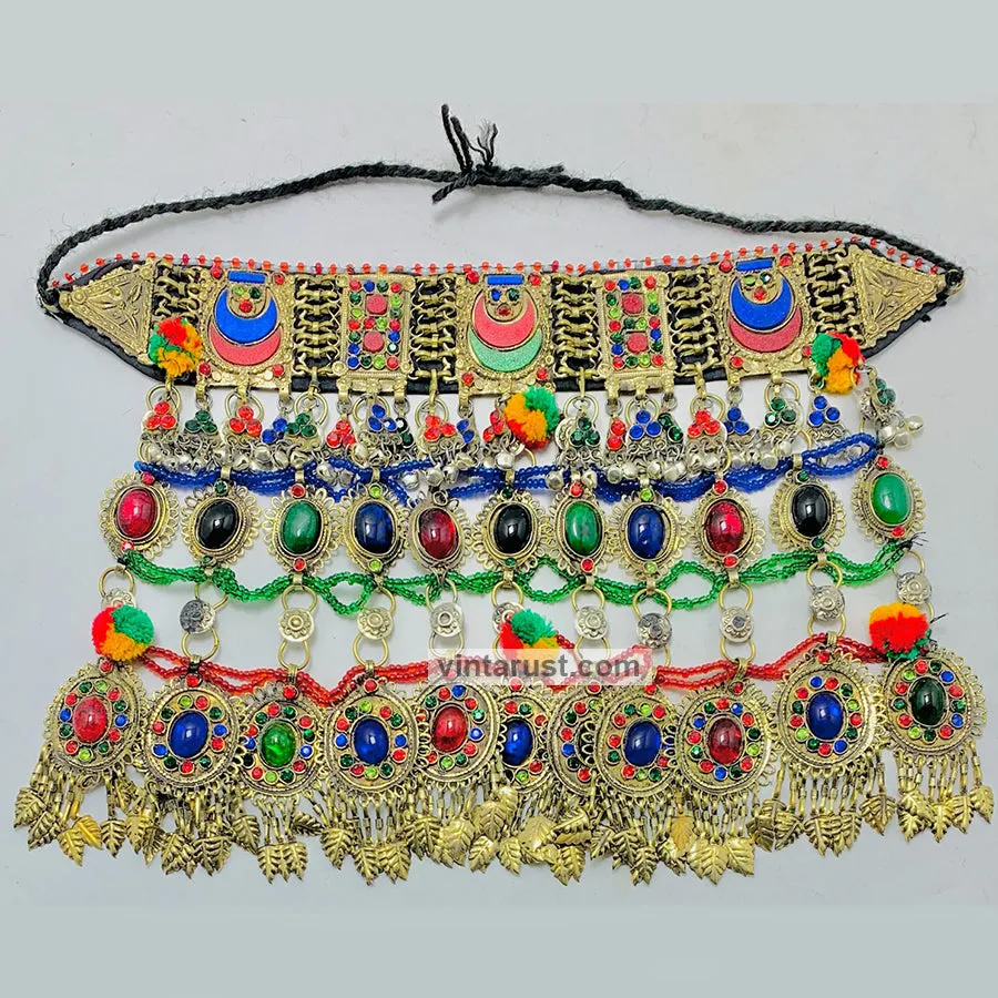 Multicolor Oversized Choker Necklace With Dangling Tassels