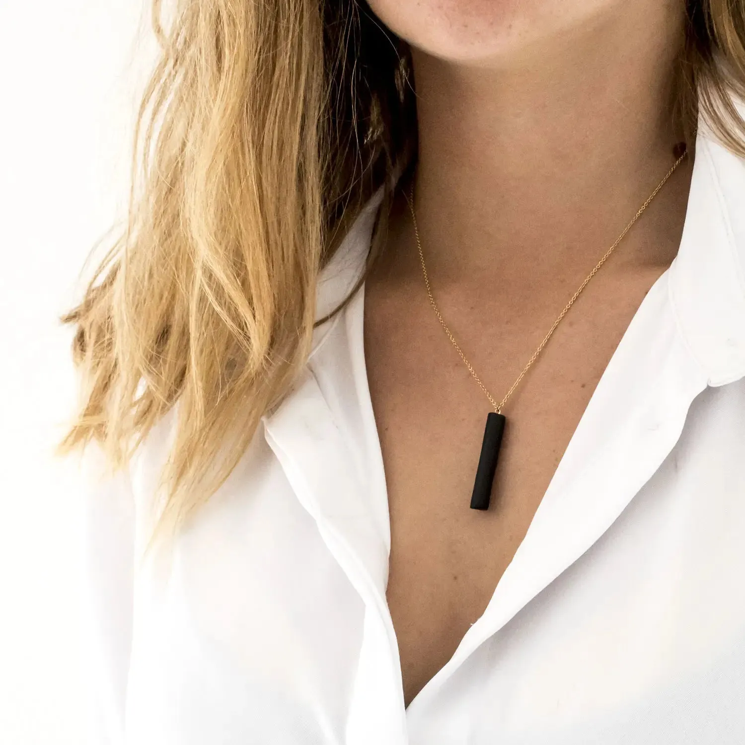 Necklace - Black Bar Pendant