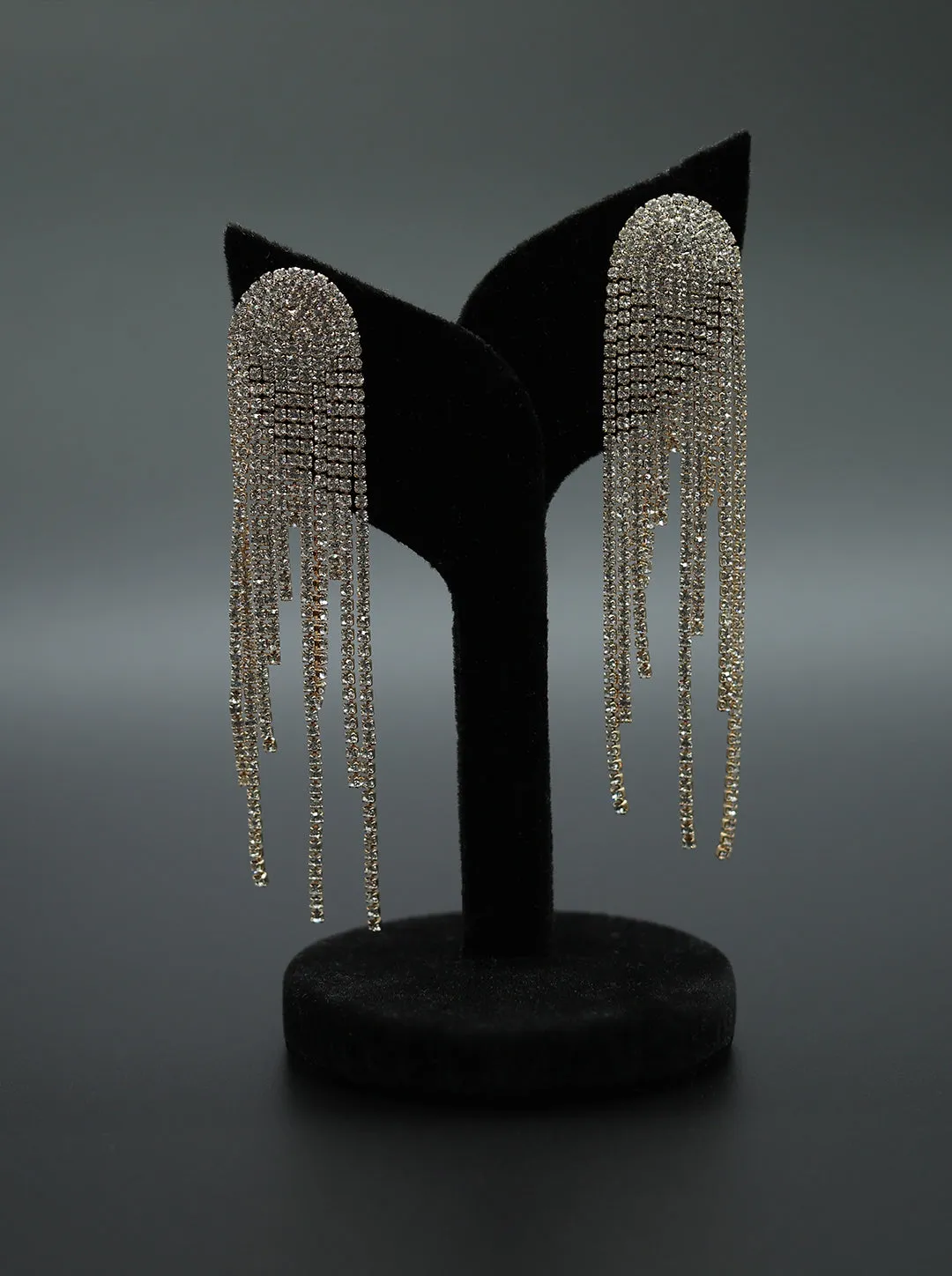 Ornaio Dazzling Long Chandelier Earrings with Cubic Zirconia