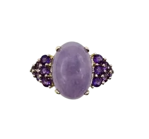 Oval Lavender Jade and Amethyst Ring