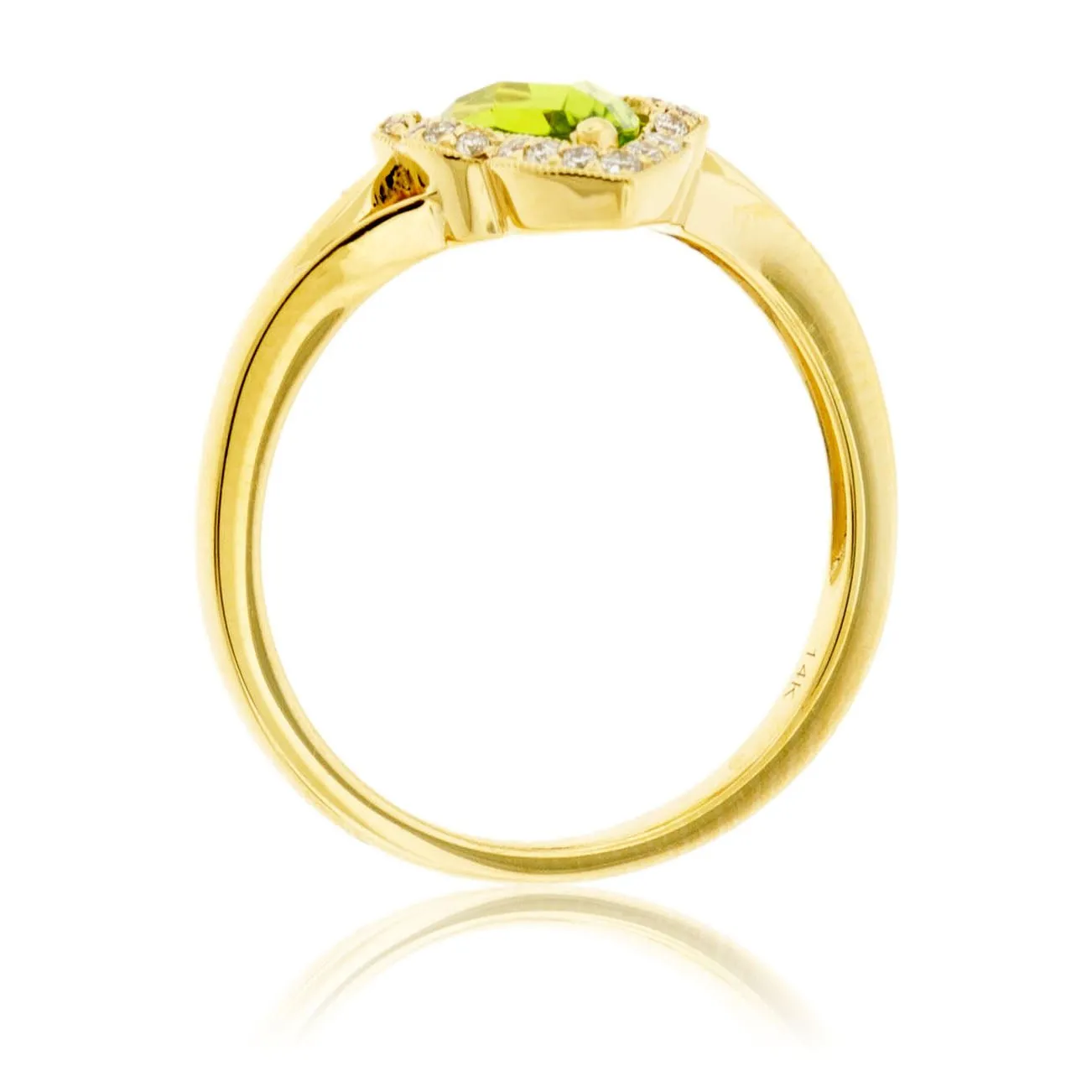 Oval Peridot Unique Halo Style Ring