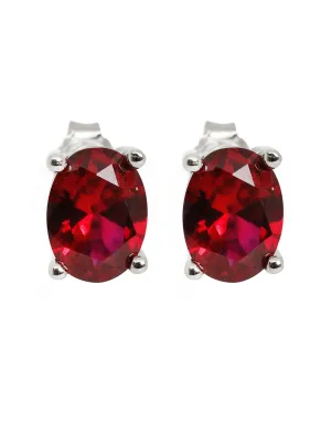 Oval Shape Ruby Solitaire Studs