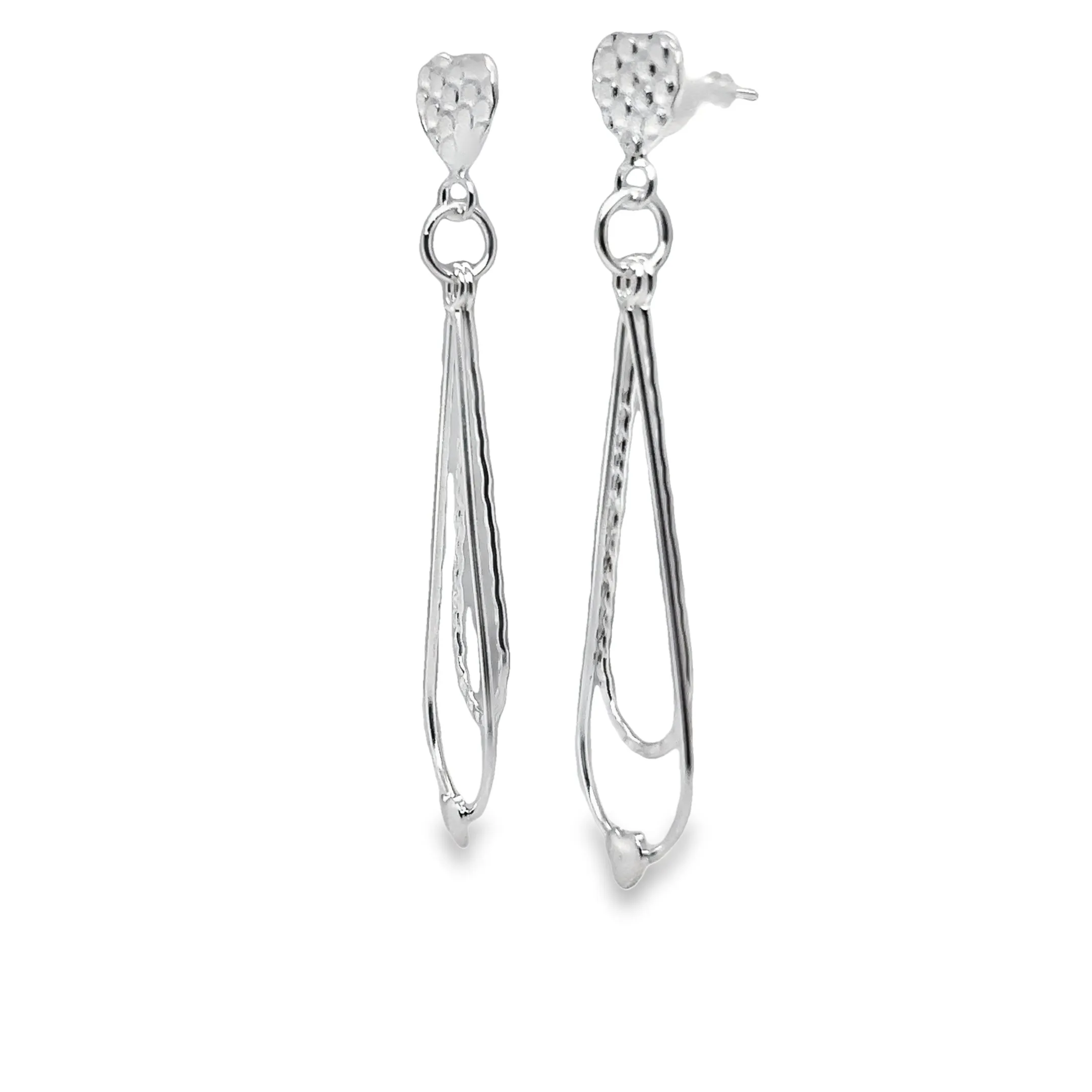 P518 Heart Long Post Earrings