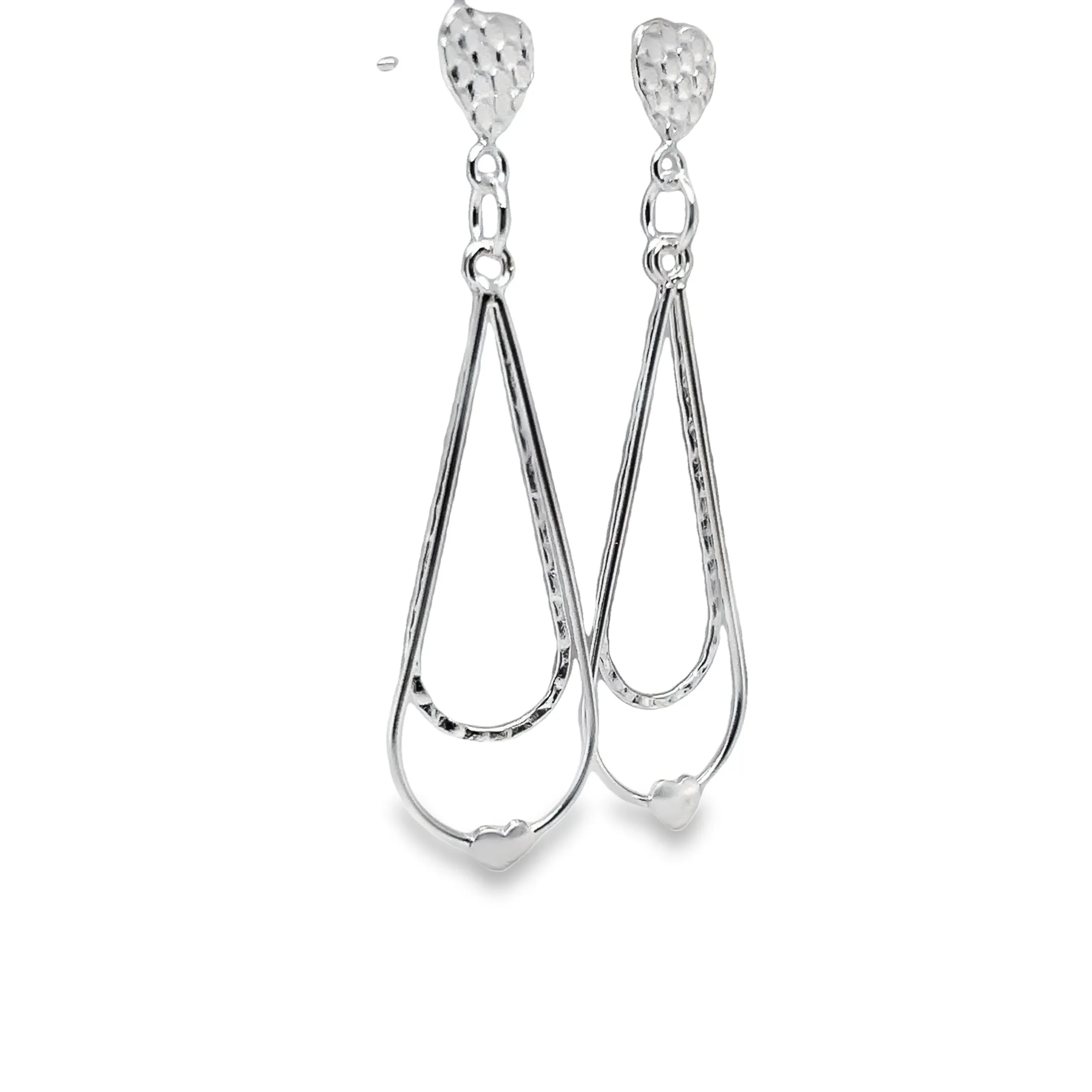 P518 Heart Long Post Earrings