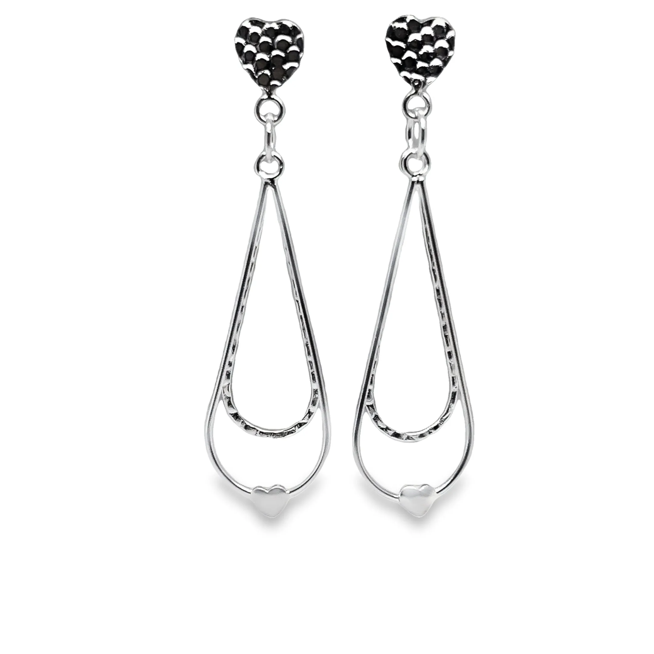 P518 Heart Long Post Earrings