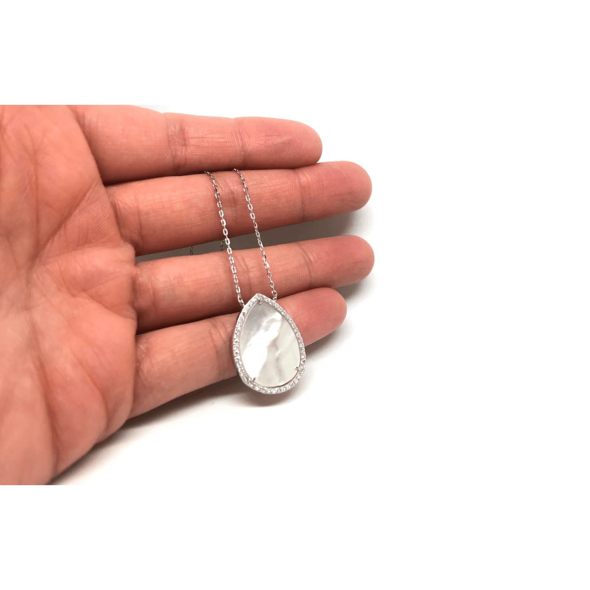 Pearl Drop with Crystals Pendant Necklace