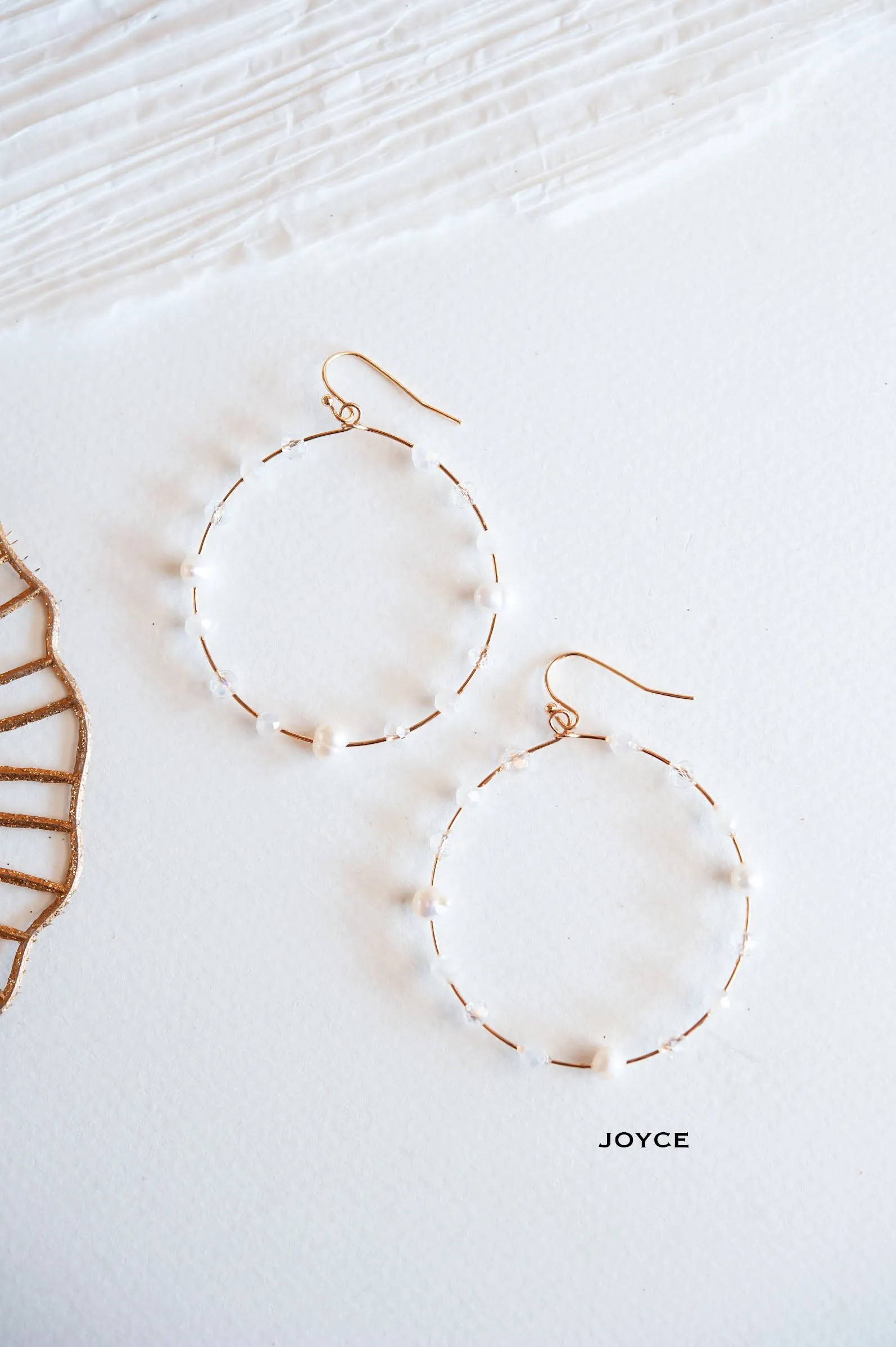 Pearl Earrings | Modern Pearl and Gold Hoops With Crystals | White Earrings