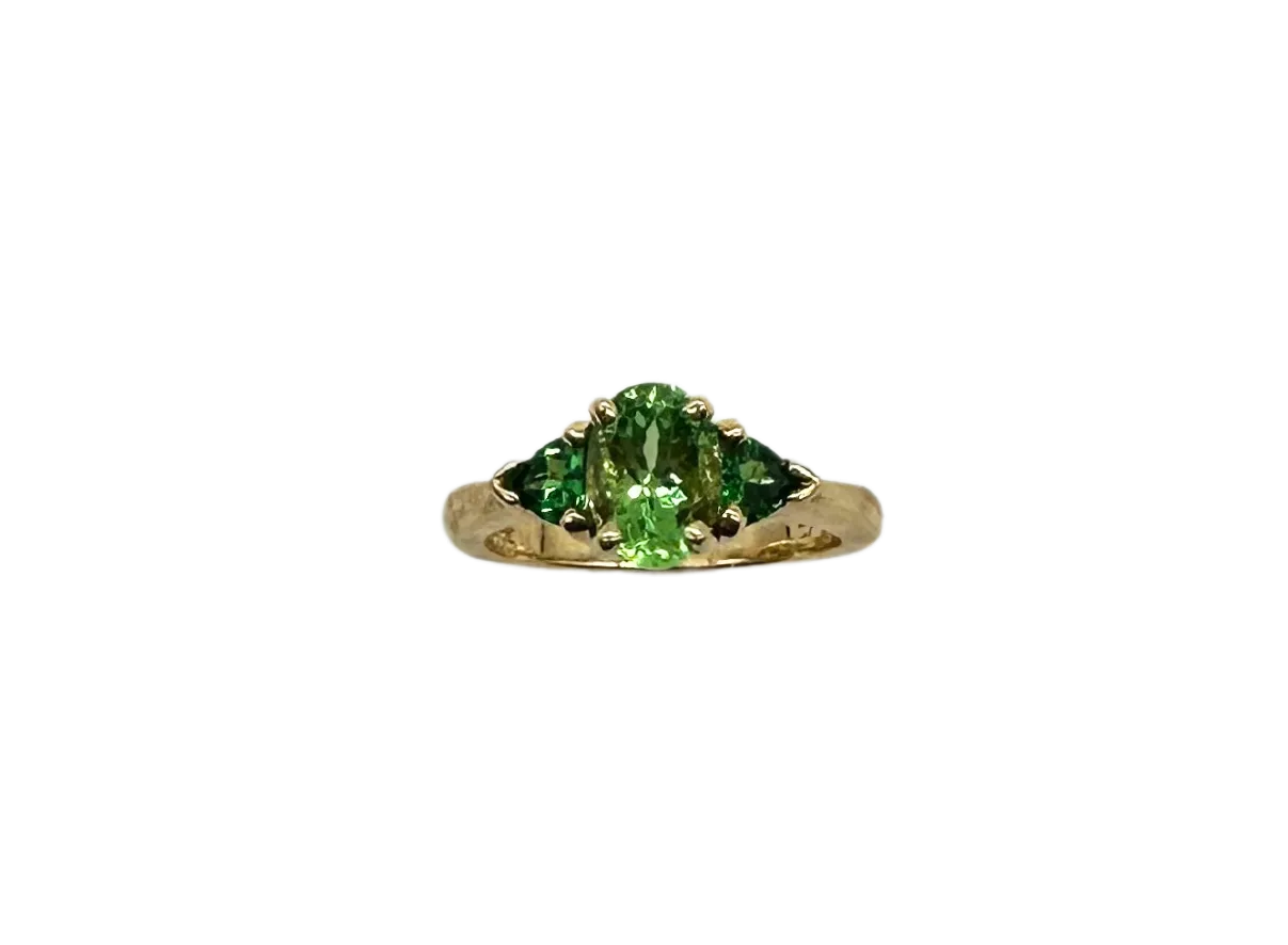 Peridot and Tsavorite 3-Stone Ring