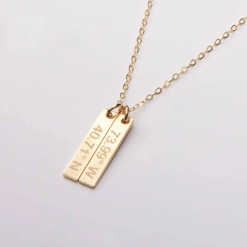 Personalized Minimalist Name Bar Necklace. (14 karat Solid Gold) - CG357N. Starts at