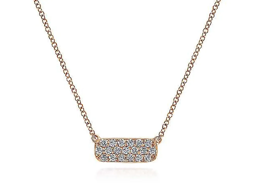 Petite Diamond Bar Necklace in Rose Gold