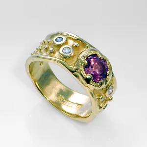 Pink Tourmaline Diamond 14kt Gold Ring Size 7