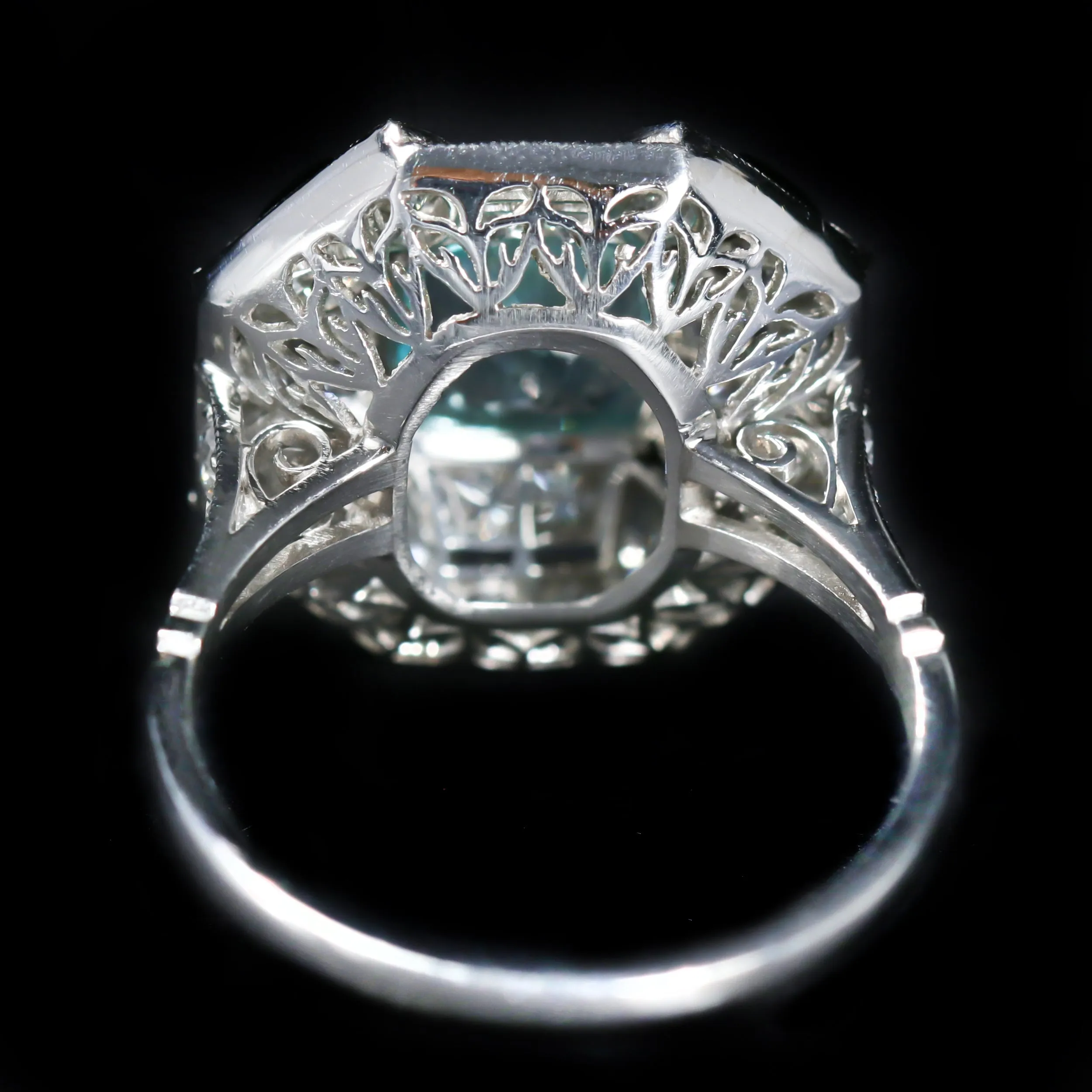 Platinum GIA 1.35 Carat Paraiba Tourmaline, Diamond, and Onyx Ring