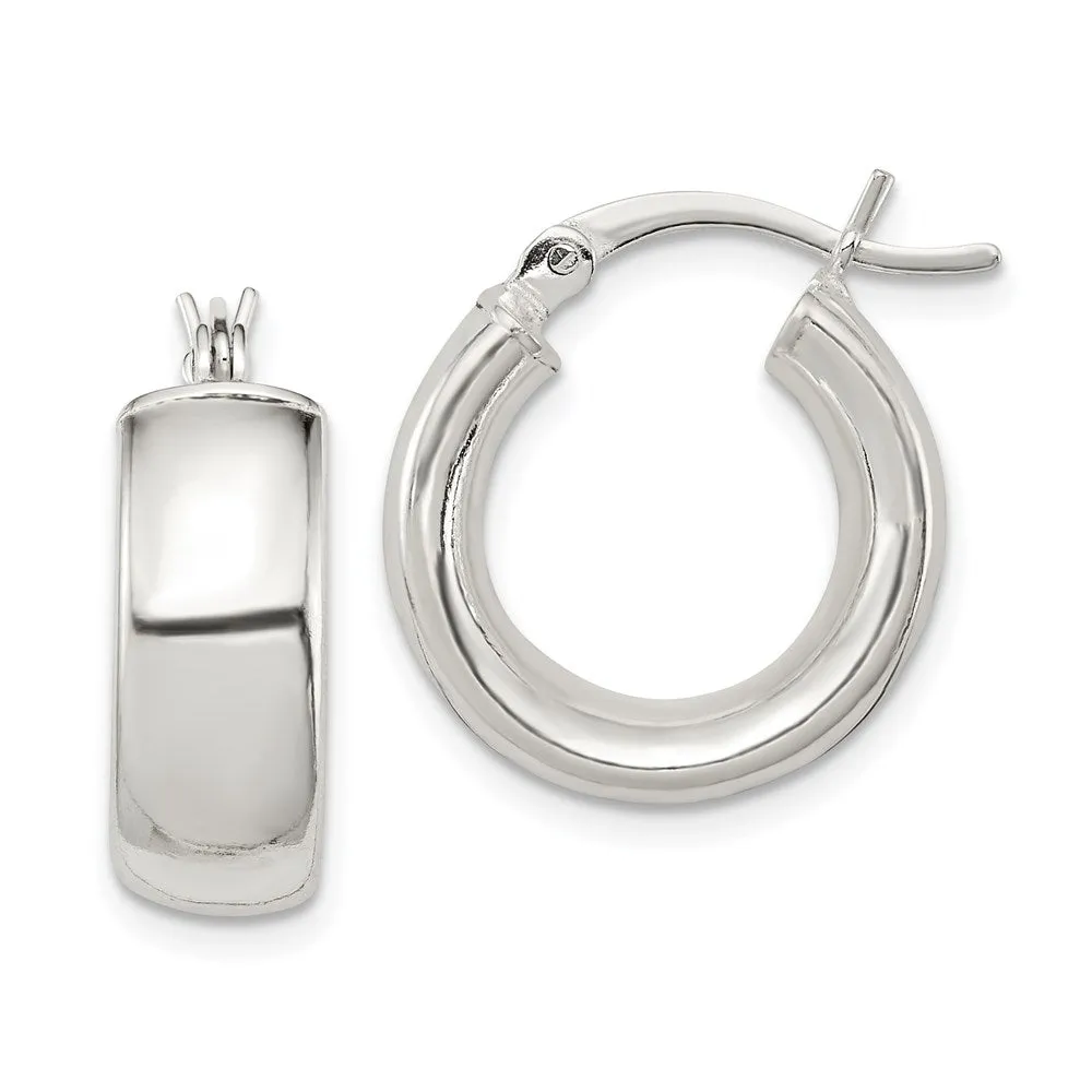 Polished 6mm Round Hoop Earrings in Sterling Silver