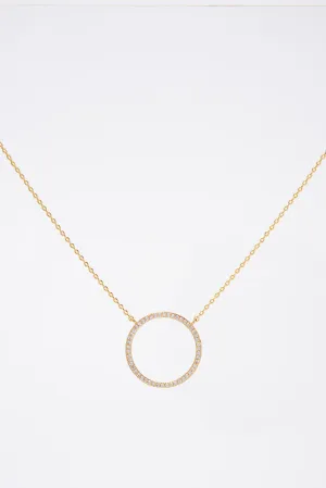 Quinn 15 in Gold Plated CZ Open Circle Necklace - Gold