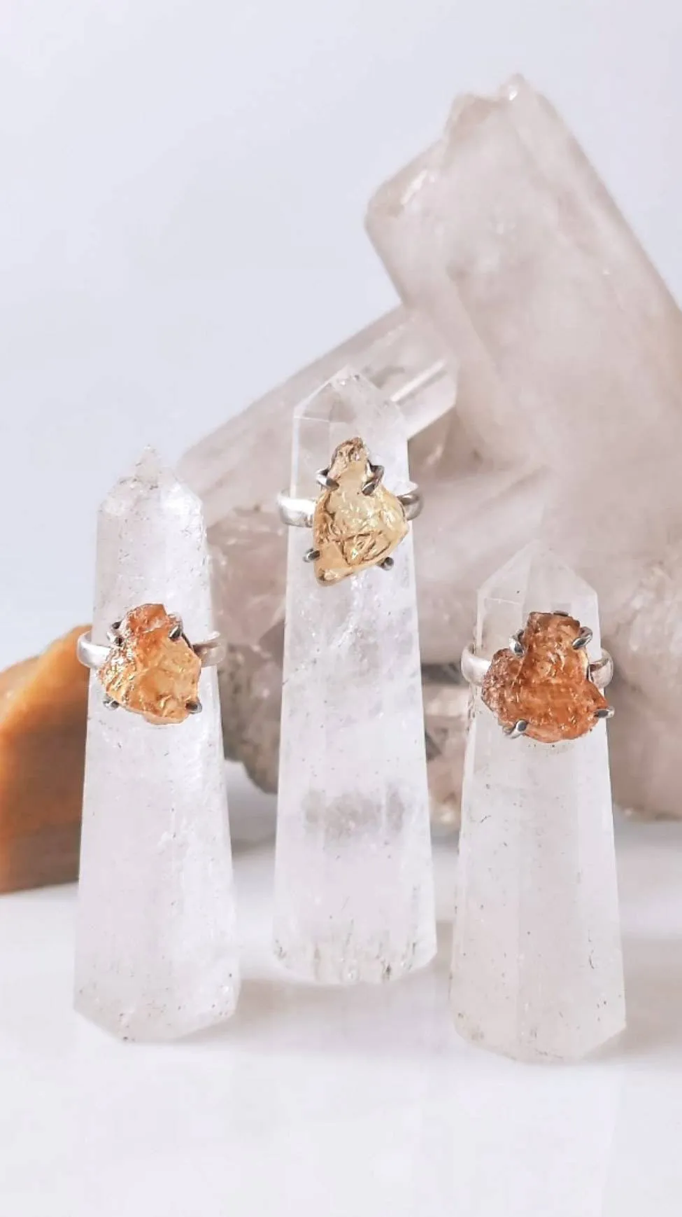 Raw Citrine Crystal Birthstone Ring