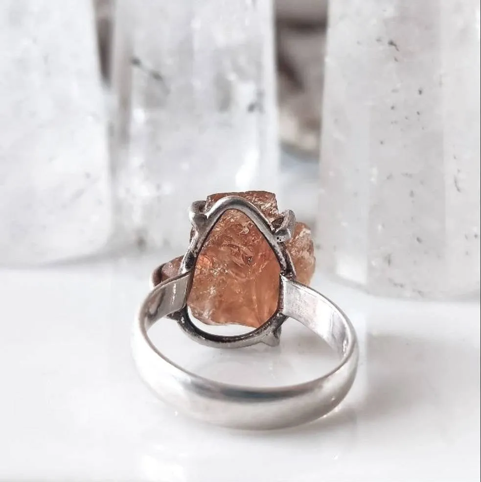 Raw Citrine Crystal Birthstone Ring