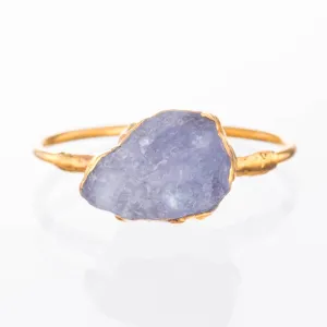 Raw Tanzanite Ring in Yellow Gold, Silver, and Rose Gold