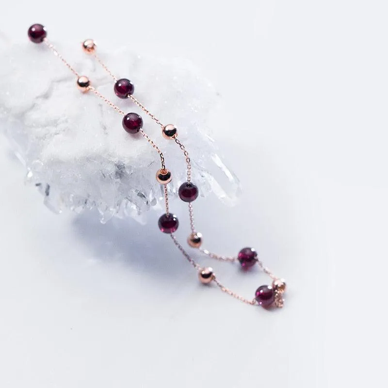 Refined Red Garnet Beads Minimal Necklace