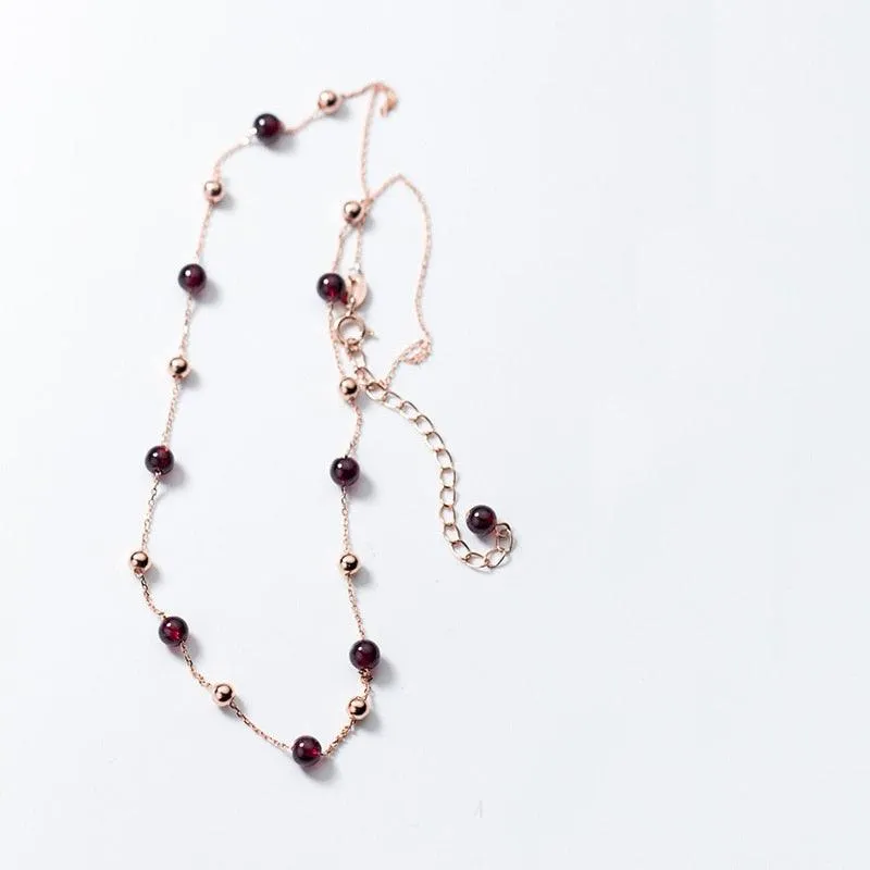 Refined Red Garnet Beads Minimal Necklace