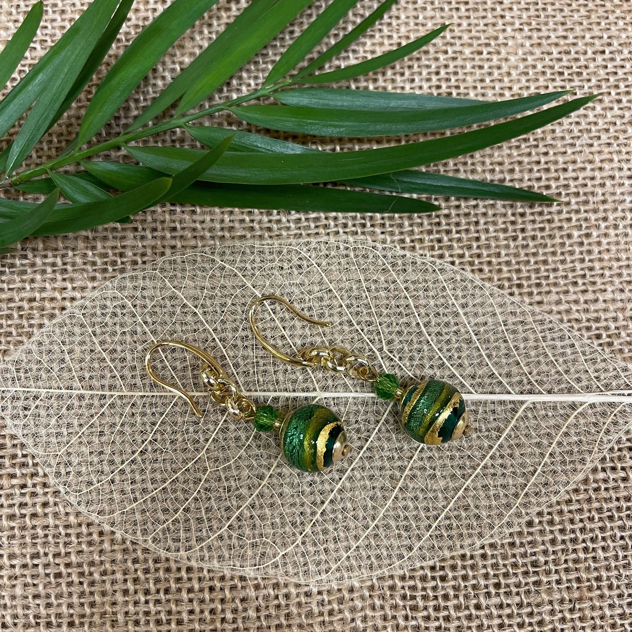 Rialto Murano Glass Bead Earrings, Made in Italy, Choice of Color