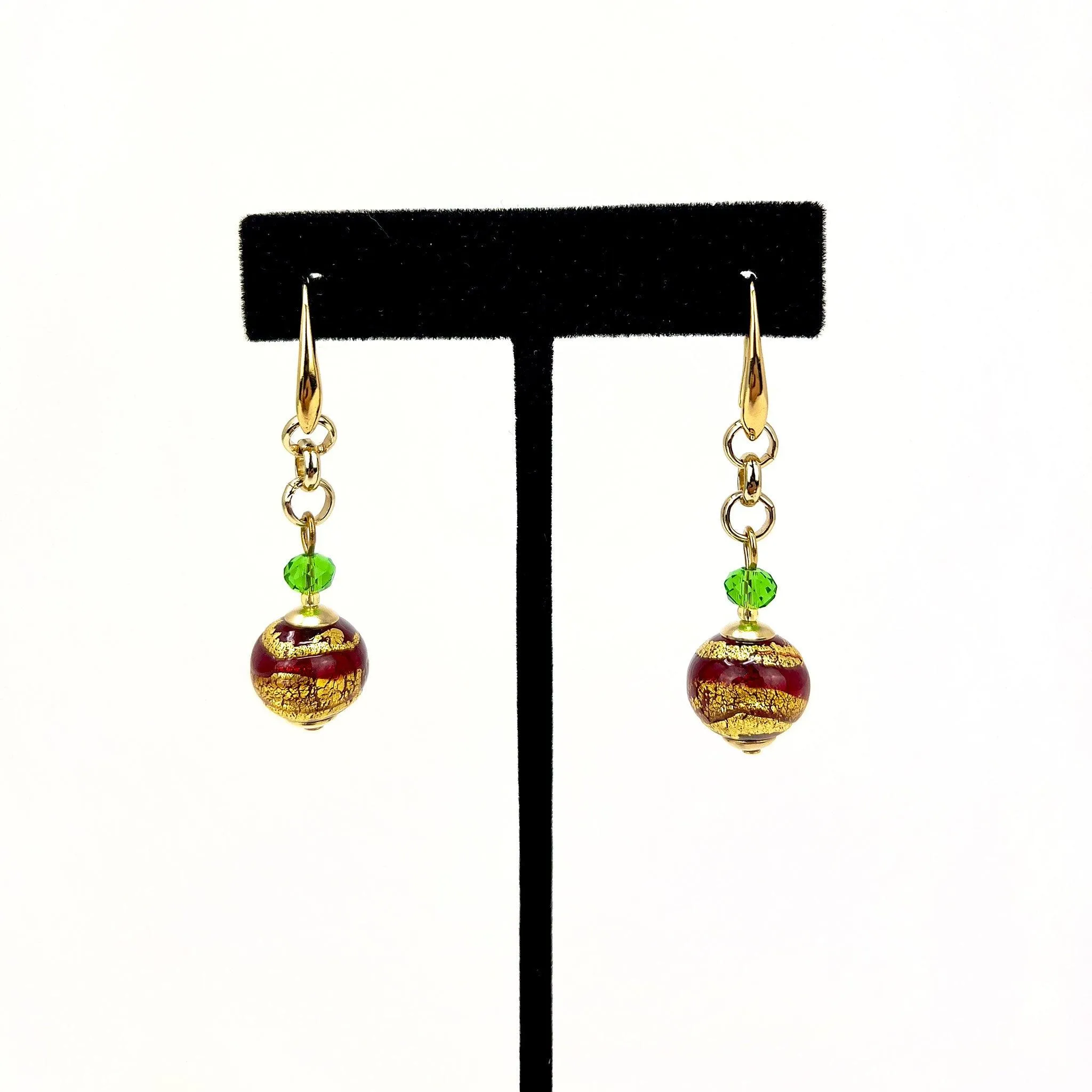 Rialto Murano Glass Bead Earrings, Made in Italy, Choice of Color