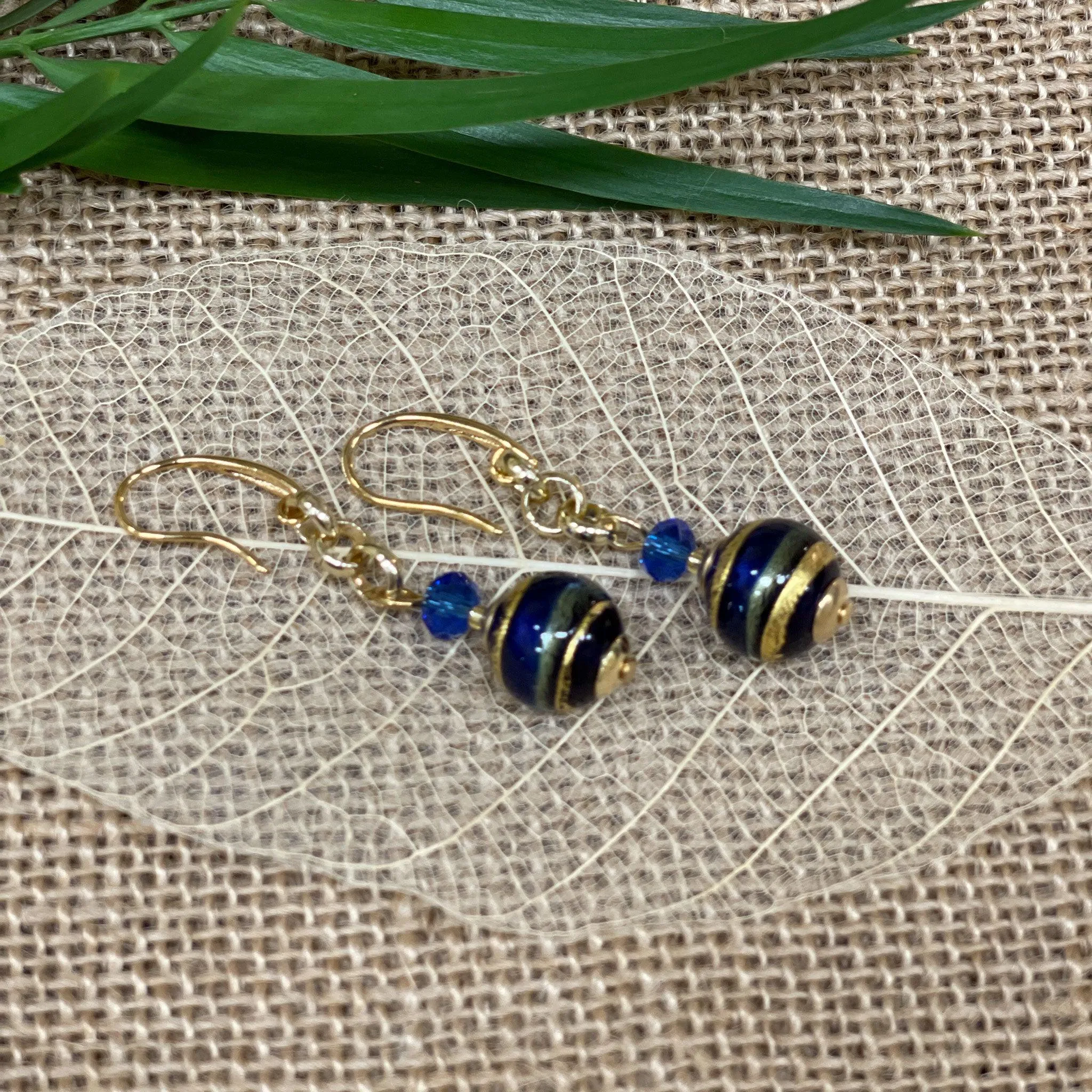 Rialto Murano Glass Bead Earrings, Made in Italy, Choice of Color