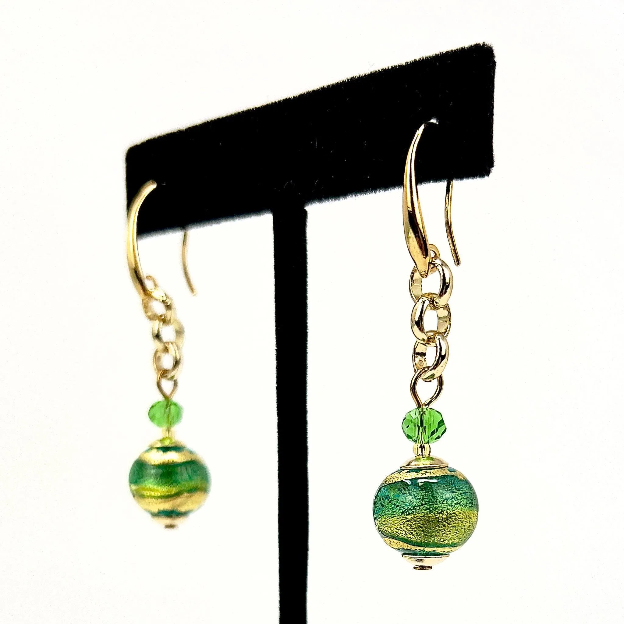 Rialto Murano Glass Bead Earrings, Made in Italy, Choice of Color