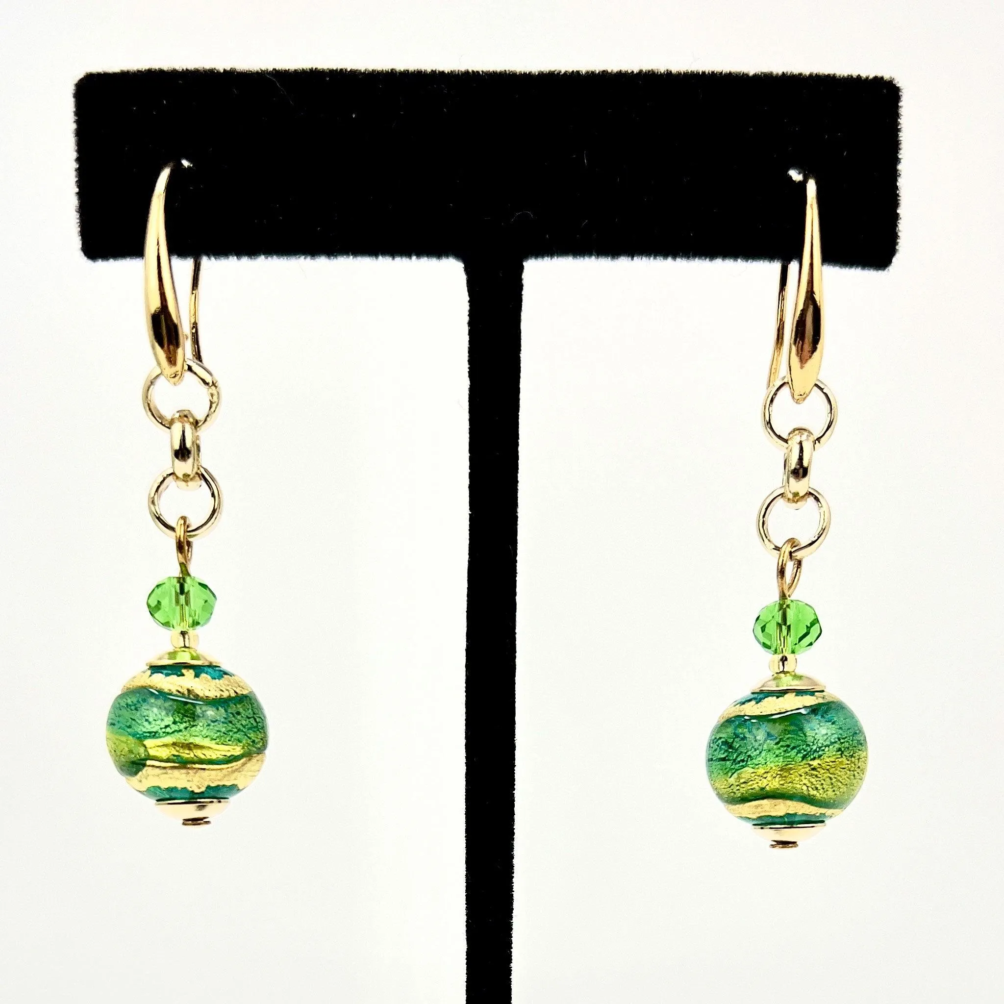 Rialto Murano Glass Bead Earrings, Made in Italy, Choice of Color