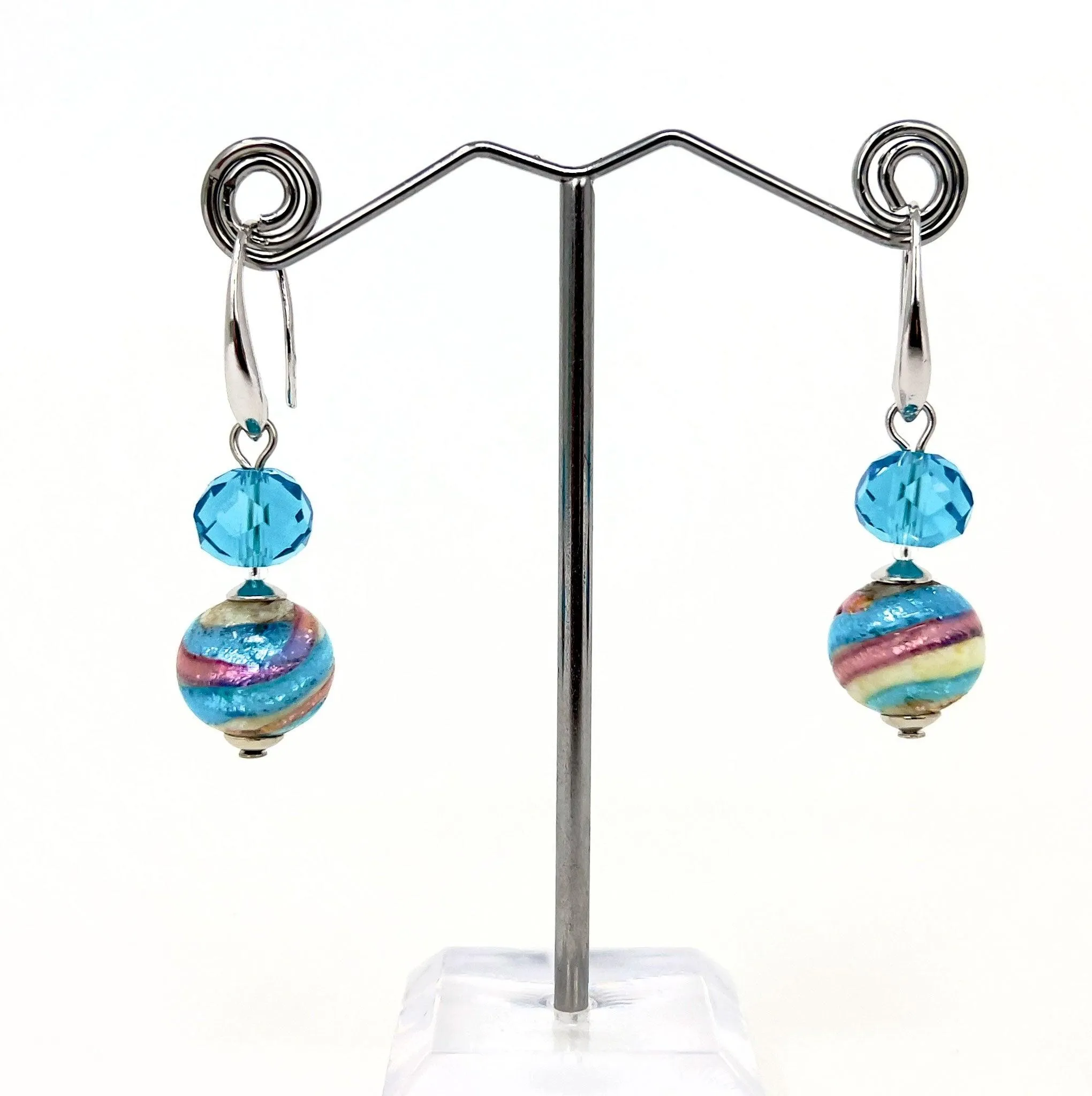 Rialto Murano Glass Bead Earrings, Made in Italy, Choice of Color