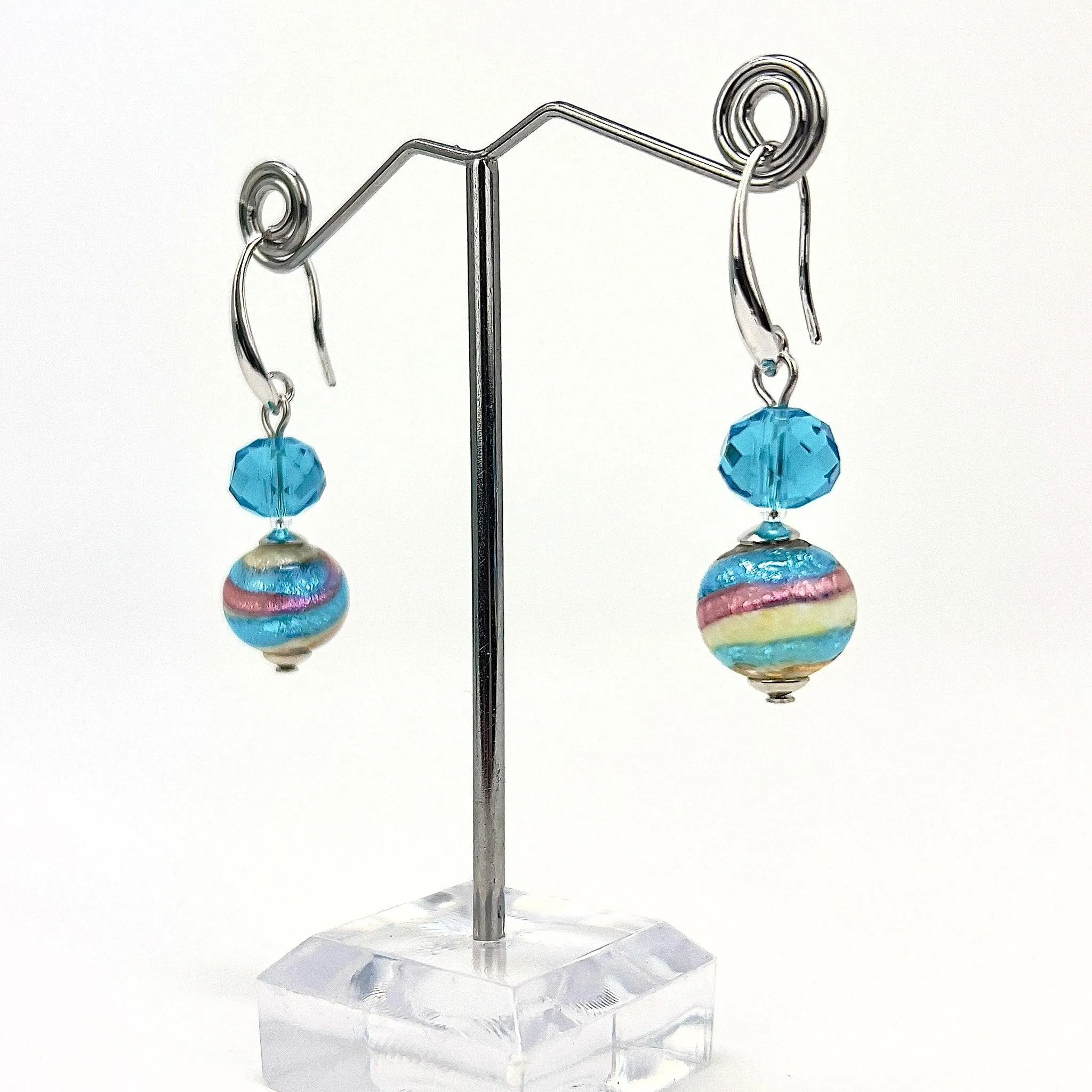 Rialto Murano Glass Bead Earrings, Made in Italy, Choice of Color