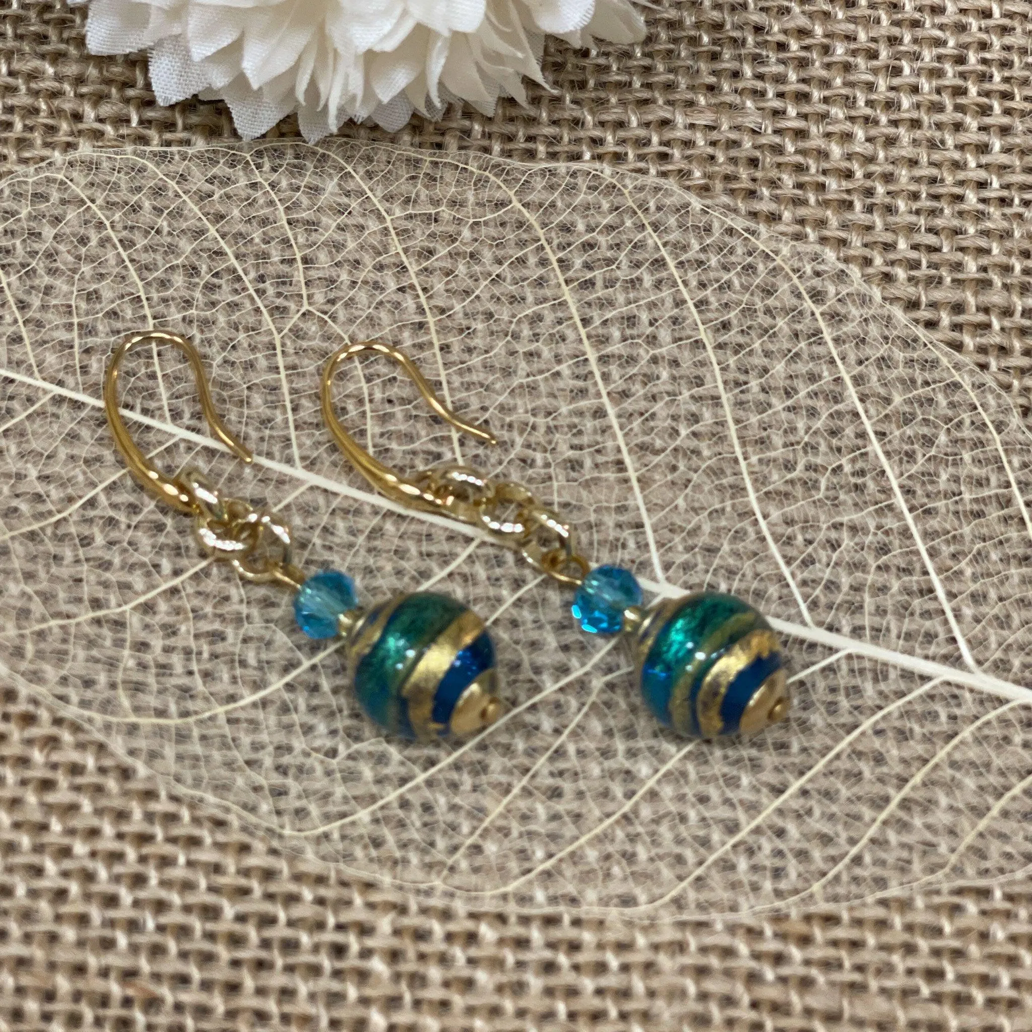 Rialto Murano Glass Bead Earrings, Made in Italy, Choice of Color