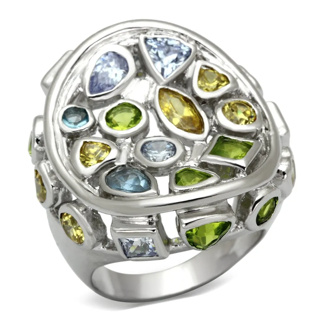 Ring Assorted Multi LOA840 for Women Style Rhodium