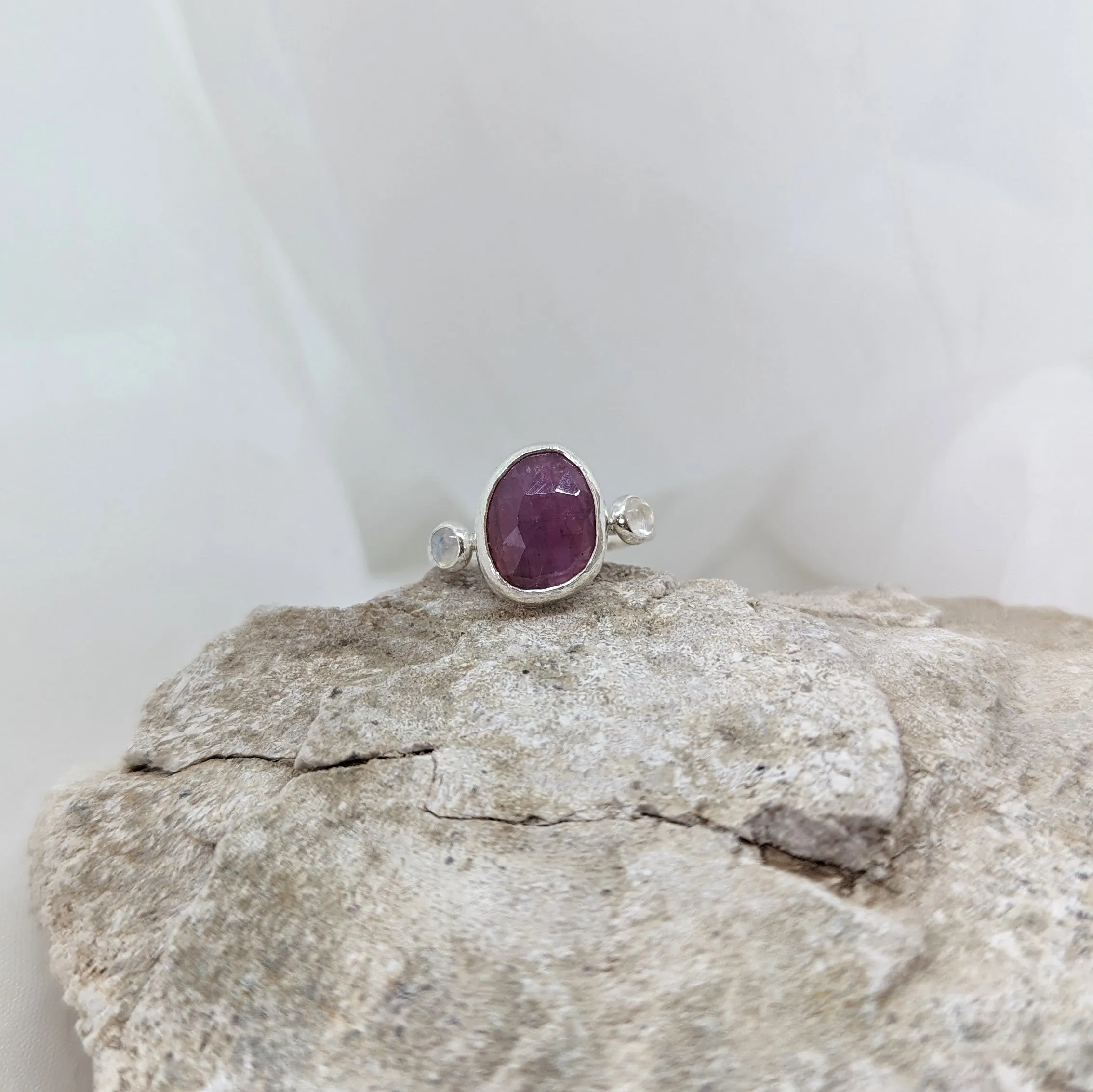 Ruby and Moonstone Ring