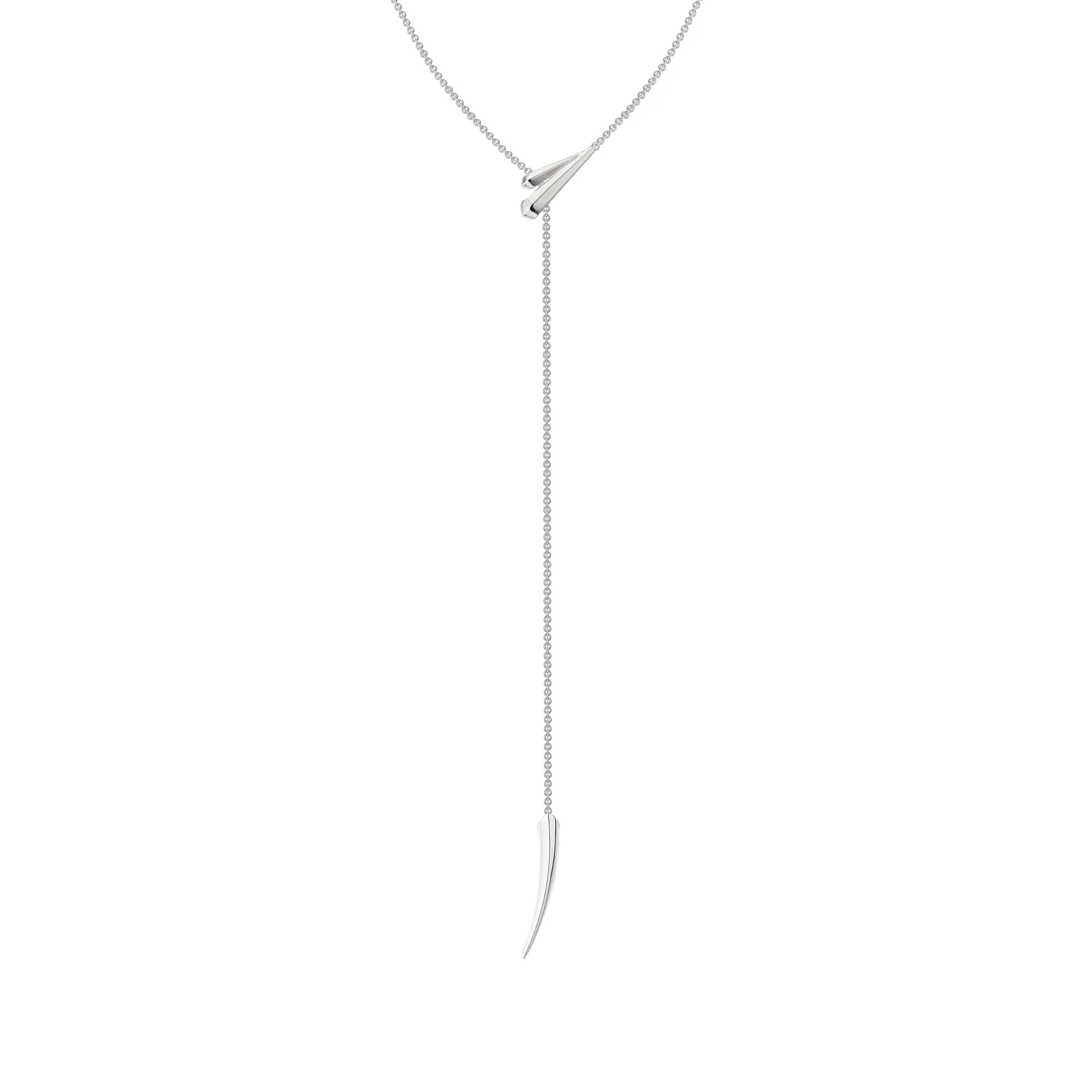 Sabre Deco Long Drop Necklace - Silver