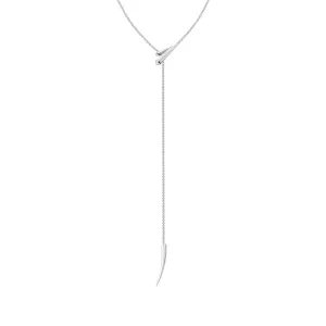 Sabre Deco Long Drop Necklace - Silver