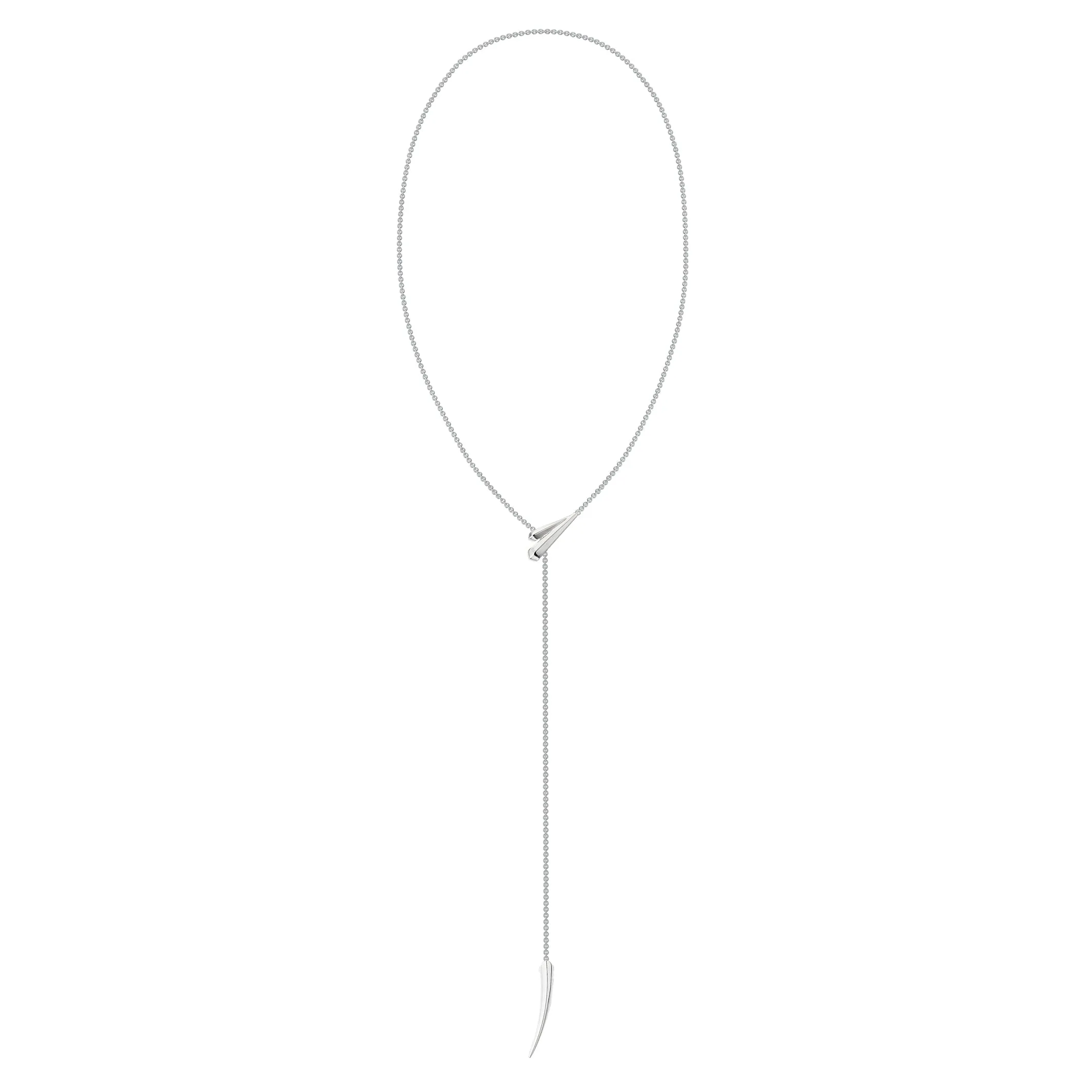 Sabre Deco Long Drop Necklace - Silver