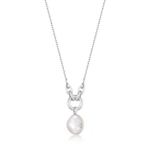 Silver Pearl Sparkle Pendant Necklace