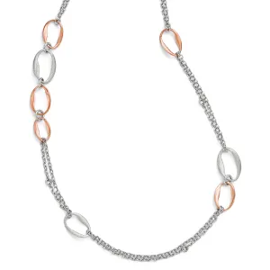 Silver Rose Gold-plate Scratch 2-Chain Necklace