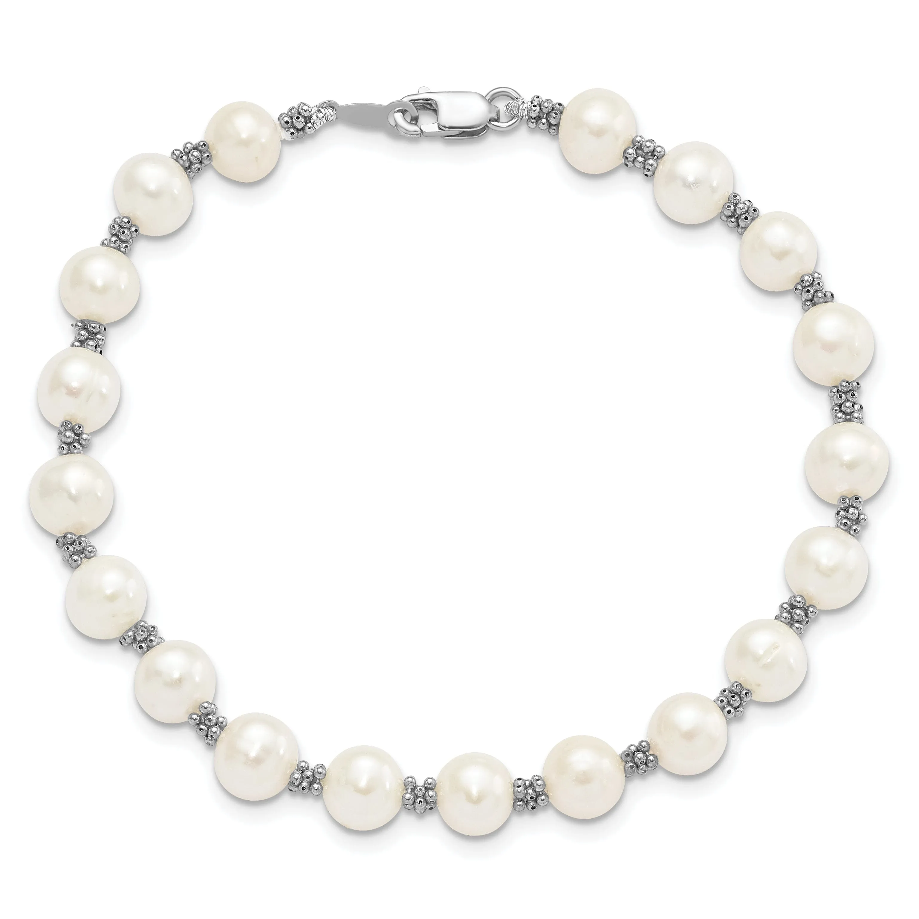 Silver White Fresh Water Pearl Bracelet