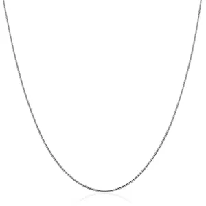 Size: 16'' - Sterling Silver Round Omega Style Chain Necklace with Rhodium Plating (1.25mm)